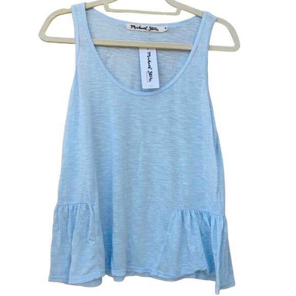 Michael Stars Round Neck Ruffle Hem Slub Tank Top NWT - Picture 5 of 9